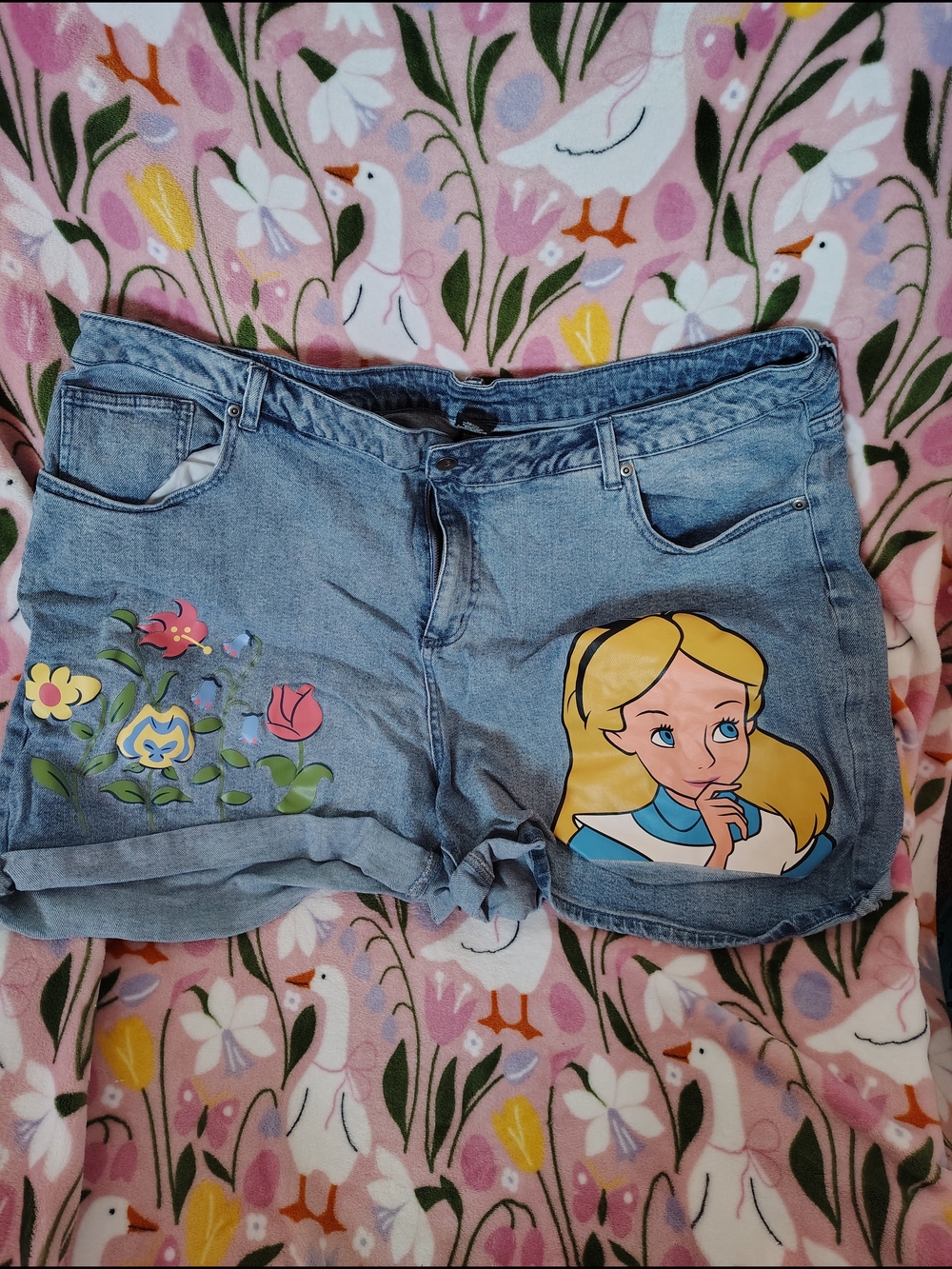 Alice In Wonderland Denim Shorts - Picture 1 of 3